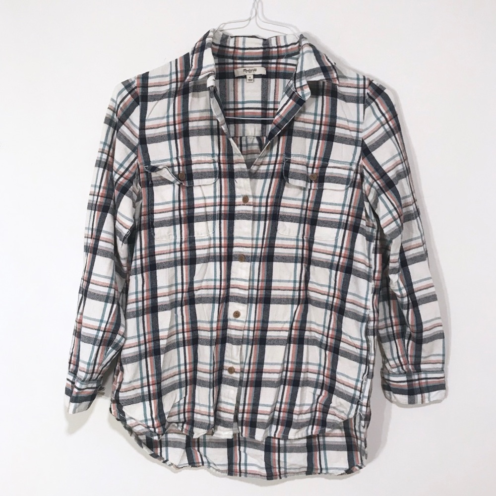 Madewell | Lisse Plaid Blue Pink Ex-Boyfriend Top